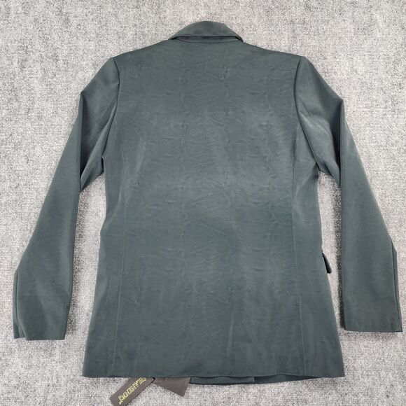 BLANKNYC Blazer Womens Small Green Vegan Faux Leather Double Breasted Pockets - Picture 3 of 16